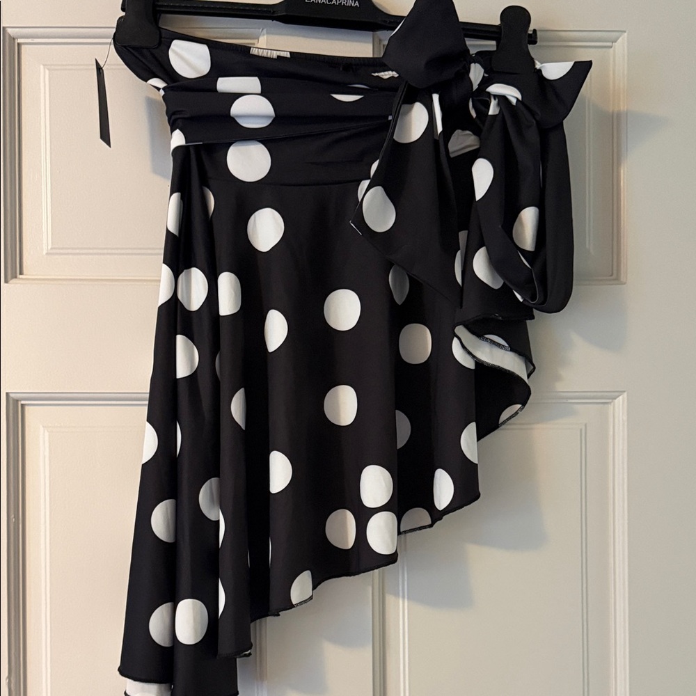 Lioness Black and White Polka Dot Asymmetrical Wrap Skirt - Picture 4 of 4